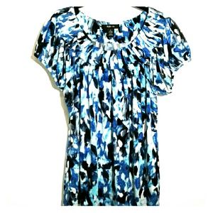 STYLE & CO  sz L  pleated neck Blues Bust 40